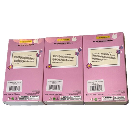 Mochi Monster Mochi Monster Keychains, Set of 3 Plush Collectible Pink/Brown New - Picture 7 of 7
